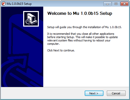 Windows installer step 1
