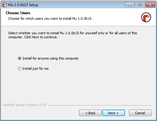 Windows installer step 3
